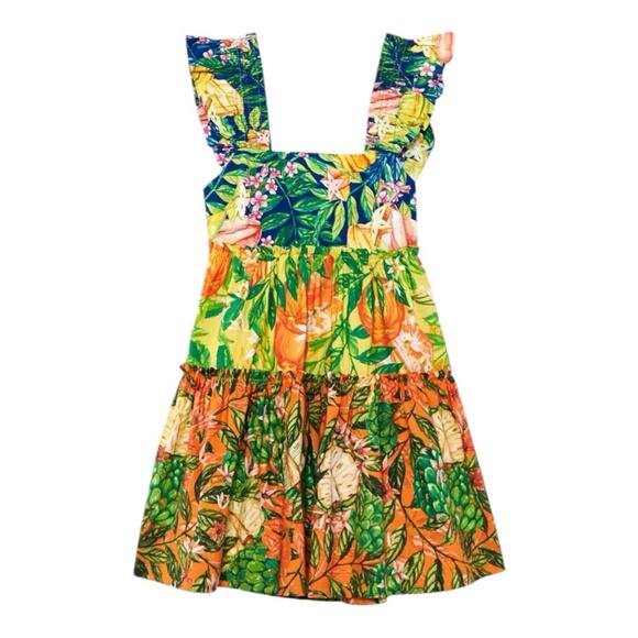 FARM Rio Tropical Floral Mini Dress - Green, Orange, Blue - Picture 1 of 12